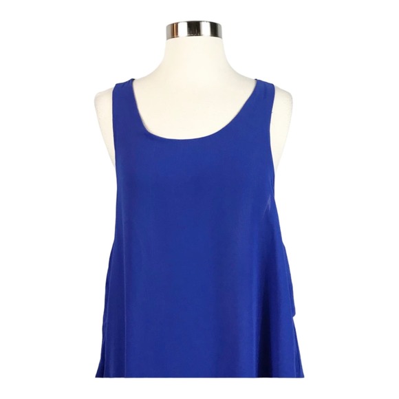 MILLAU Chiffon Blue Shift Swing Dress Sheer Layers Scoop Neck Sleeveless Medium - Picture 3 of 7